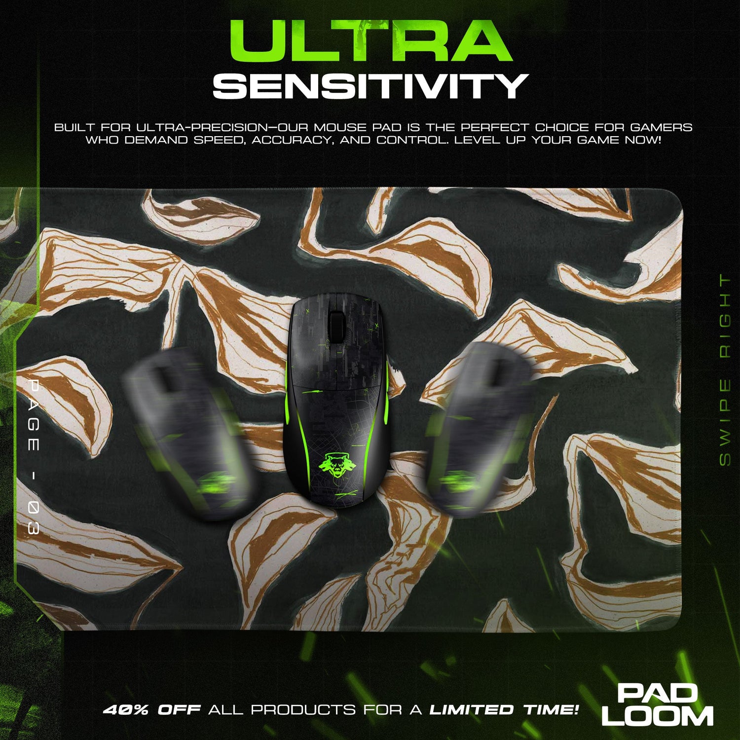 Original Abstract Leaves Mouse Pad – Gaming Desk Mat Padloom