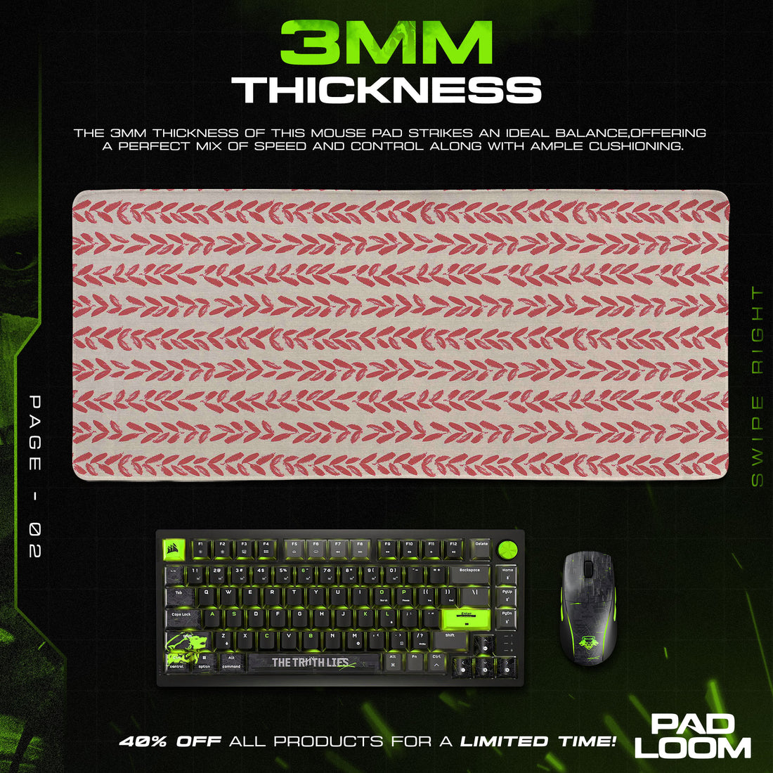 Original Crimson Vines Mouse Pad – Gaming Desk Mat