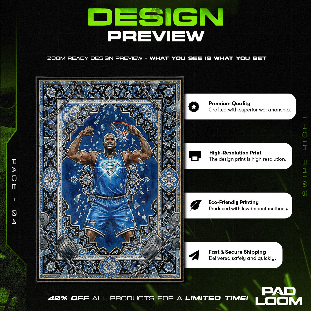 Floor character design printed on rug