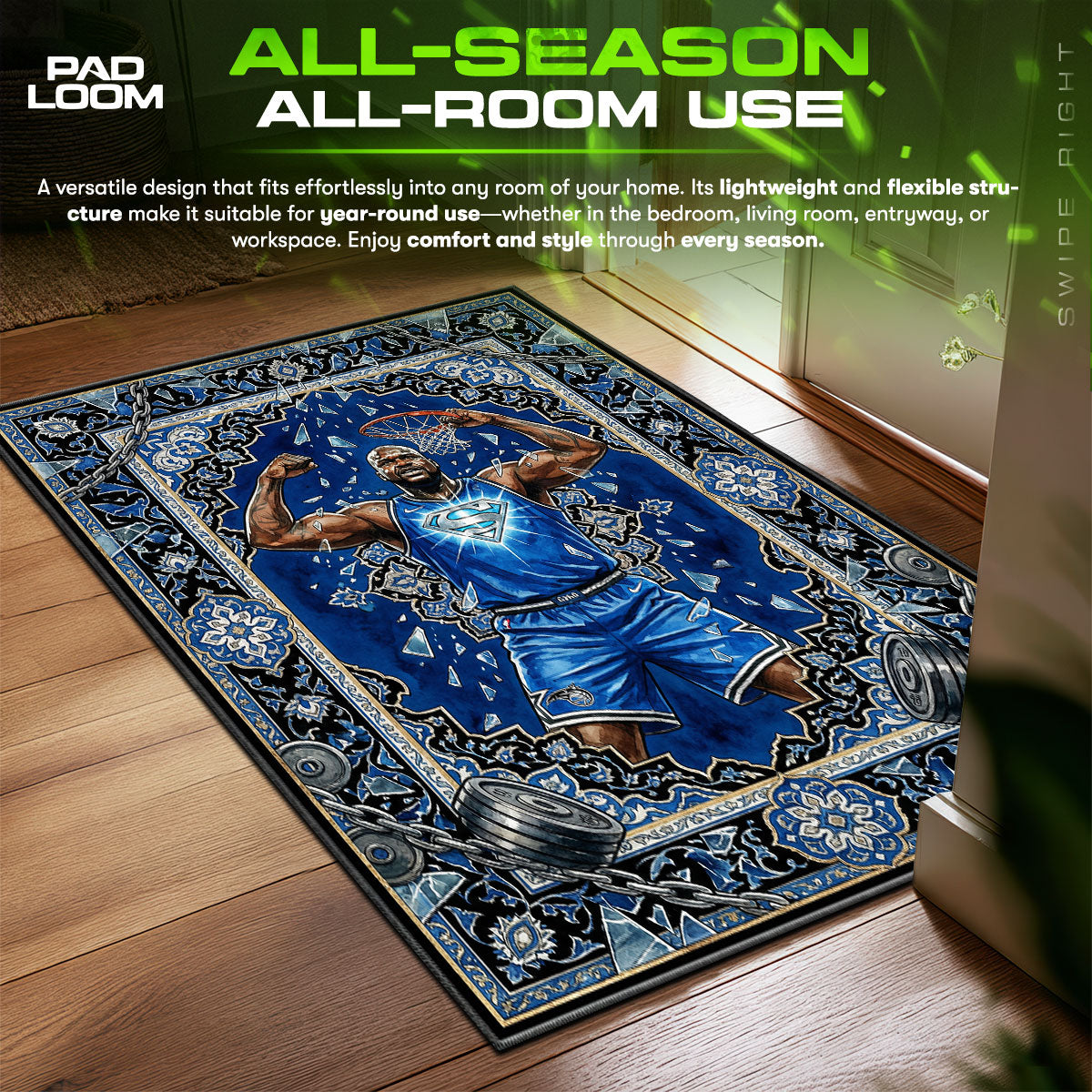 Orlando Superman Flex Baroque Hypebeast Floor fan rug — premium quality print