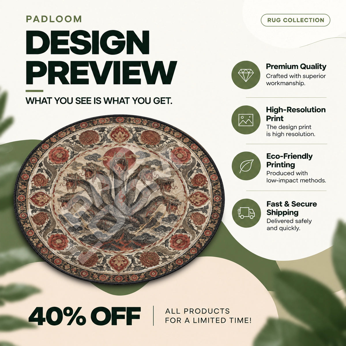 Orochi Coiled Round Rug - Okami Chair Mat