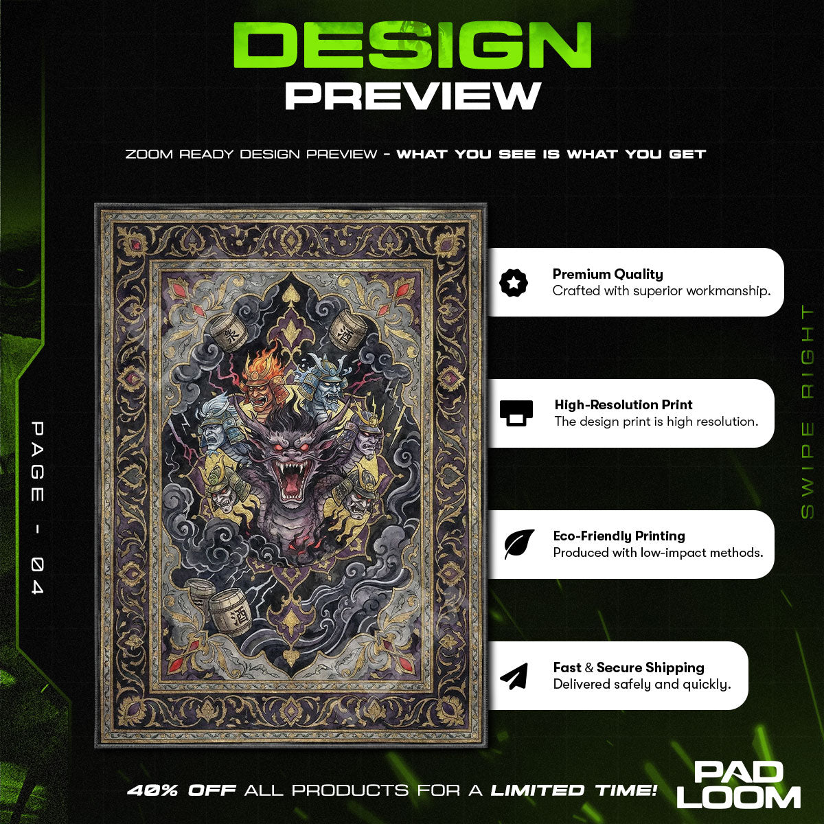 Orochi Dark Legend Rug - Okami Chair Mat | Padloom