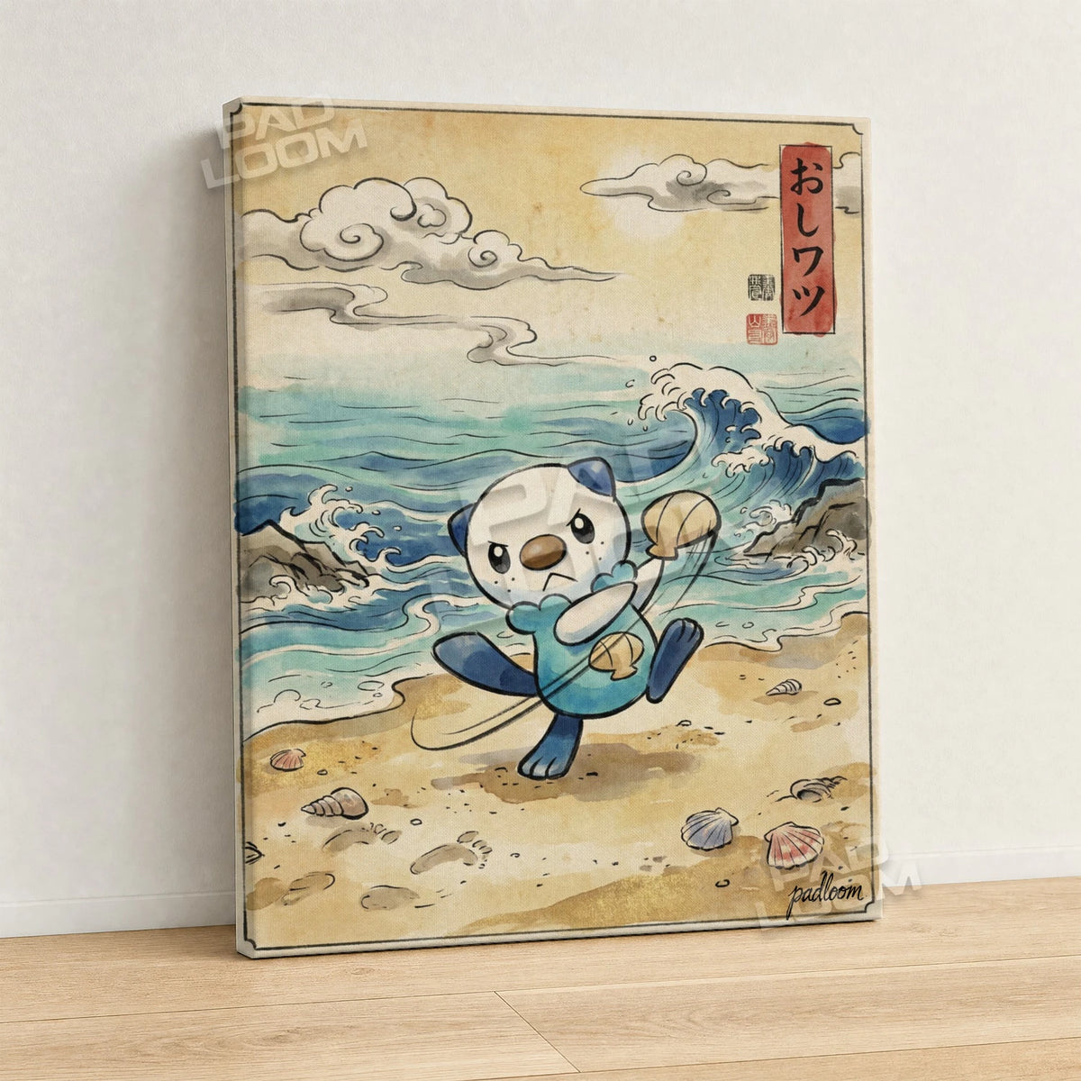 Oshawott Seashell Pokemon canvas wall art - gallery-wrapped canvas print, side view