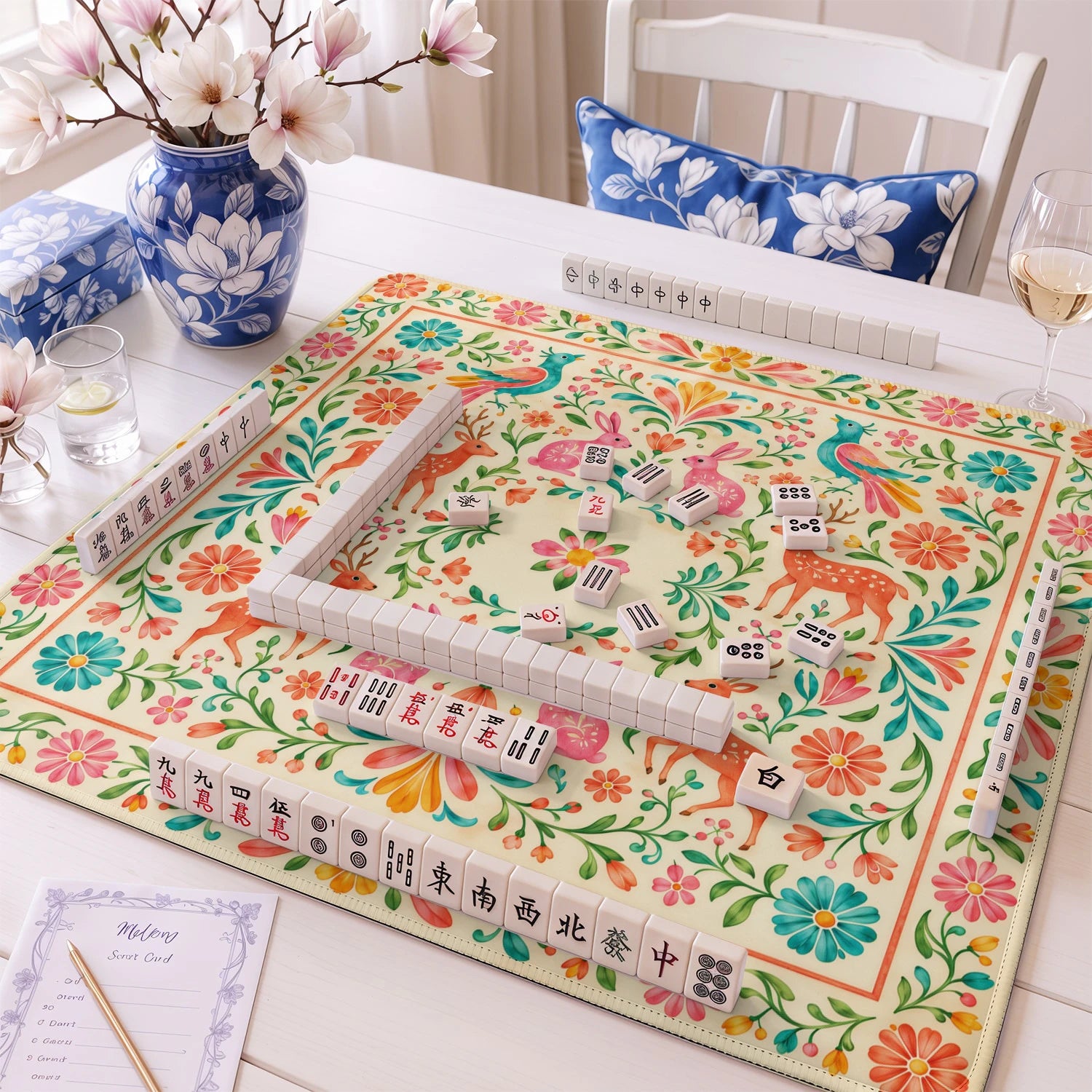 Otomi Meadow mahjong mat – M (60x60 cm) and L (81x81 cm) sizes