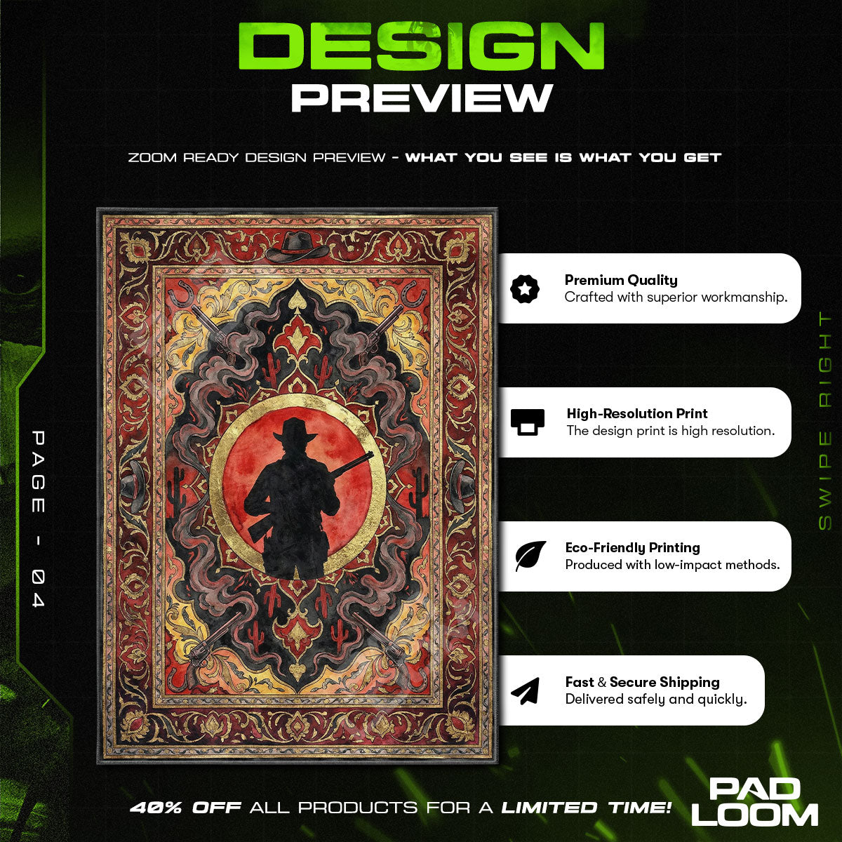 Outlaw-Silhouette-Sonnenuntergangs-Teppich – Red Dead Redemption Stuhlunterlage