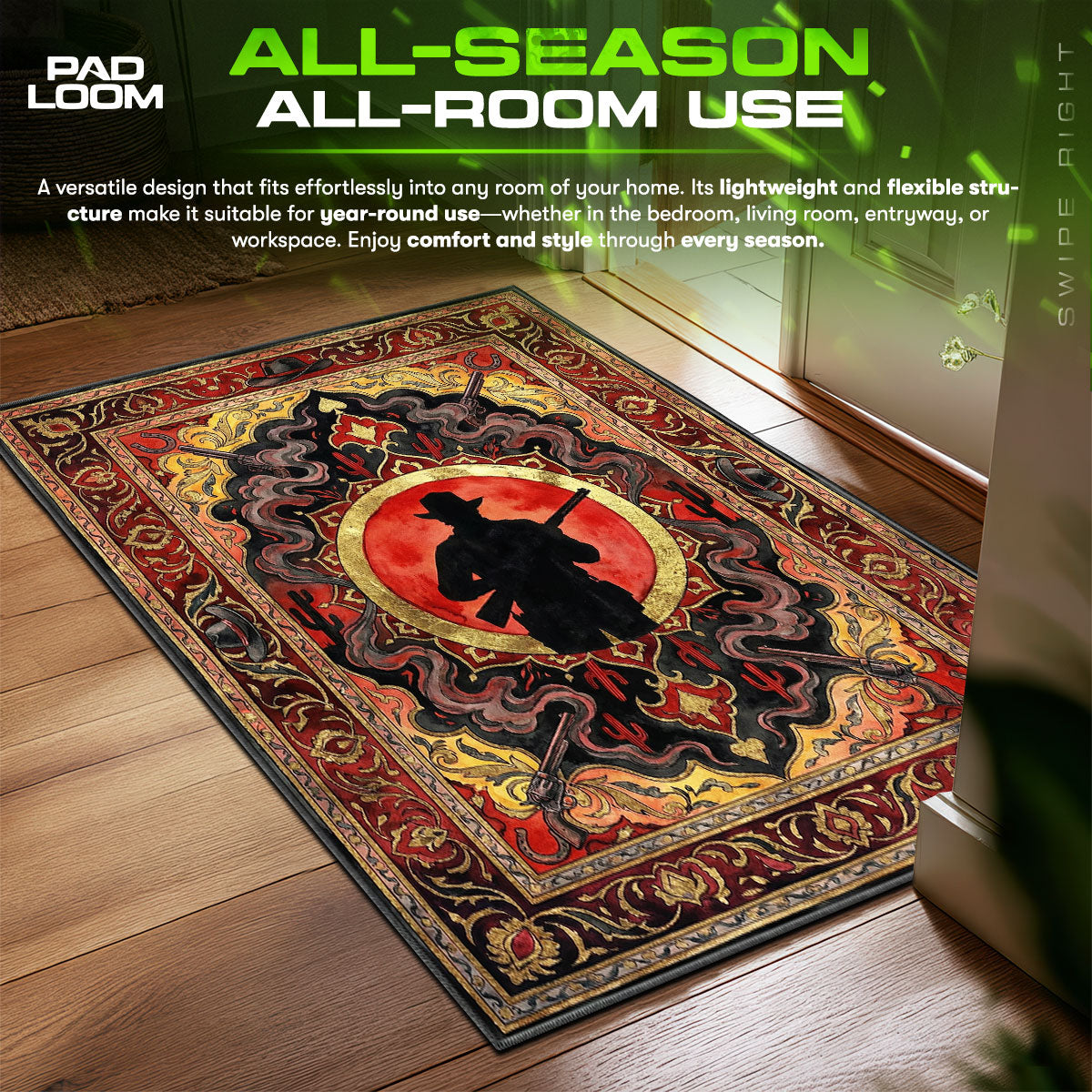 Outlaw-Silhouette-Sonnenuntergangs-Teppich – Red Dead Redemption Stuhlunterlage