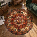 Overlook Medallion horror movie round rug in a styled room - horror movie chair mat