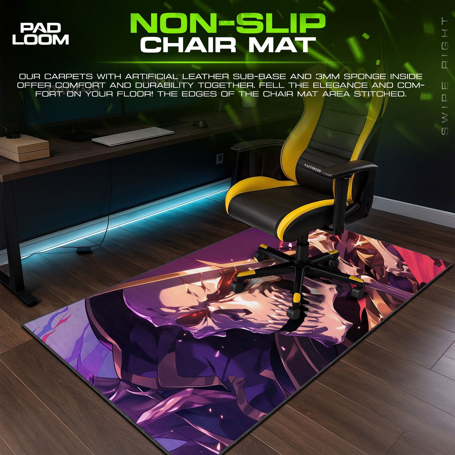 Overlord Crimson Skull Mouse Pad, Anime Desk Mat Padloom