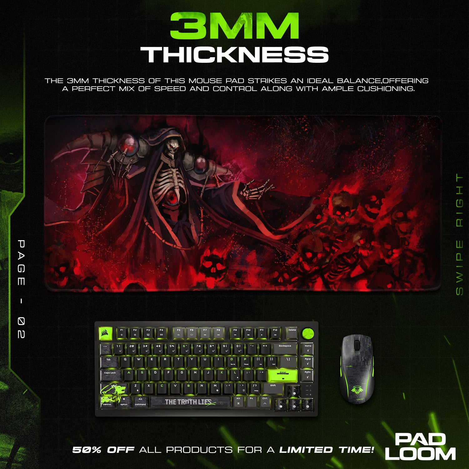 Overlord Dark Sorcerer Mouse Pad, Anime Desk Mat Padloom