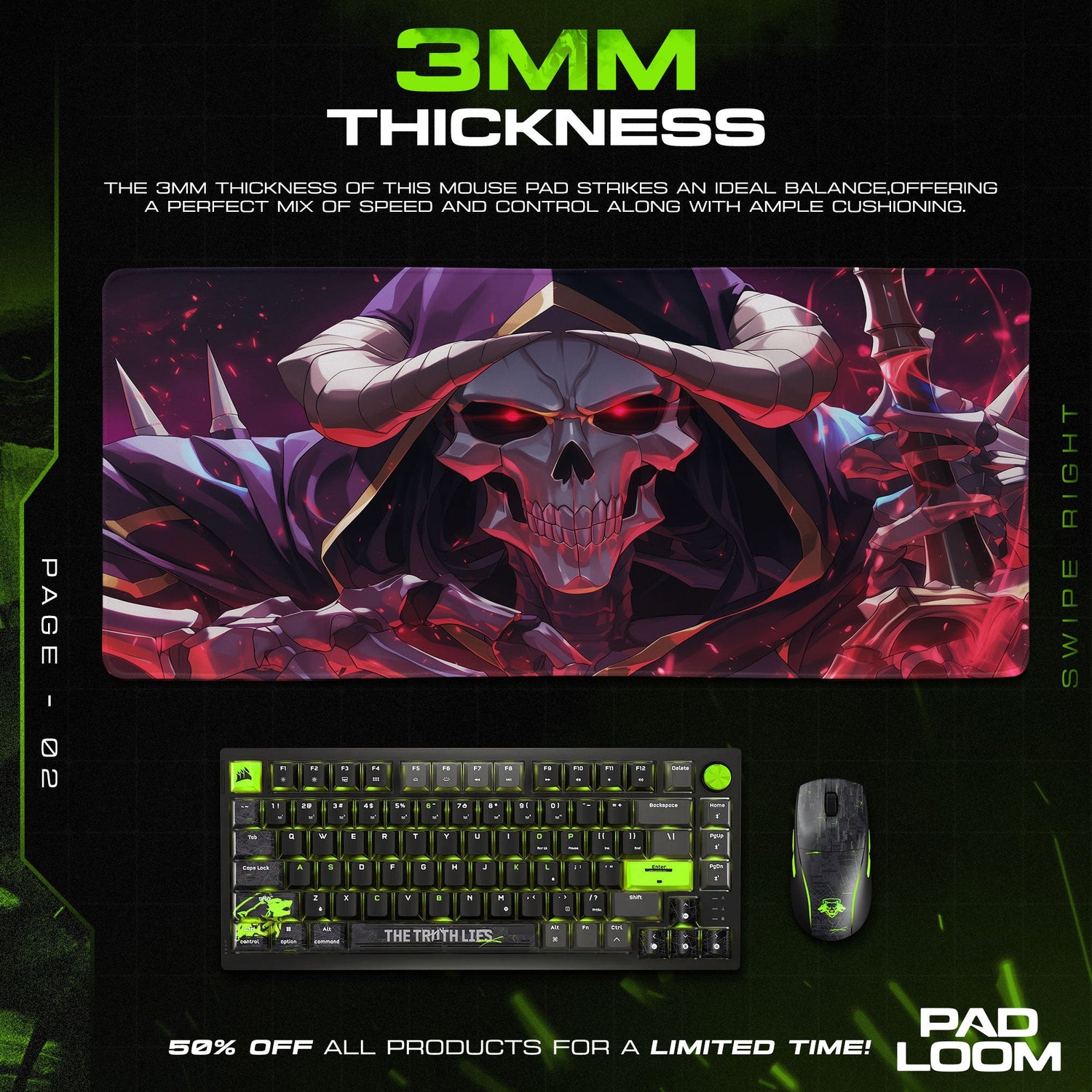 Overlord Mouse Pad, Ainz Ooal Gown Gaming Desk Mat Padloom