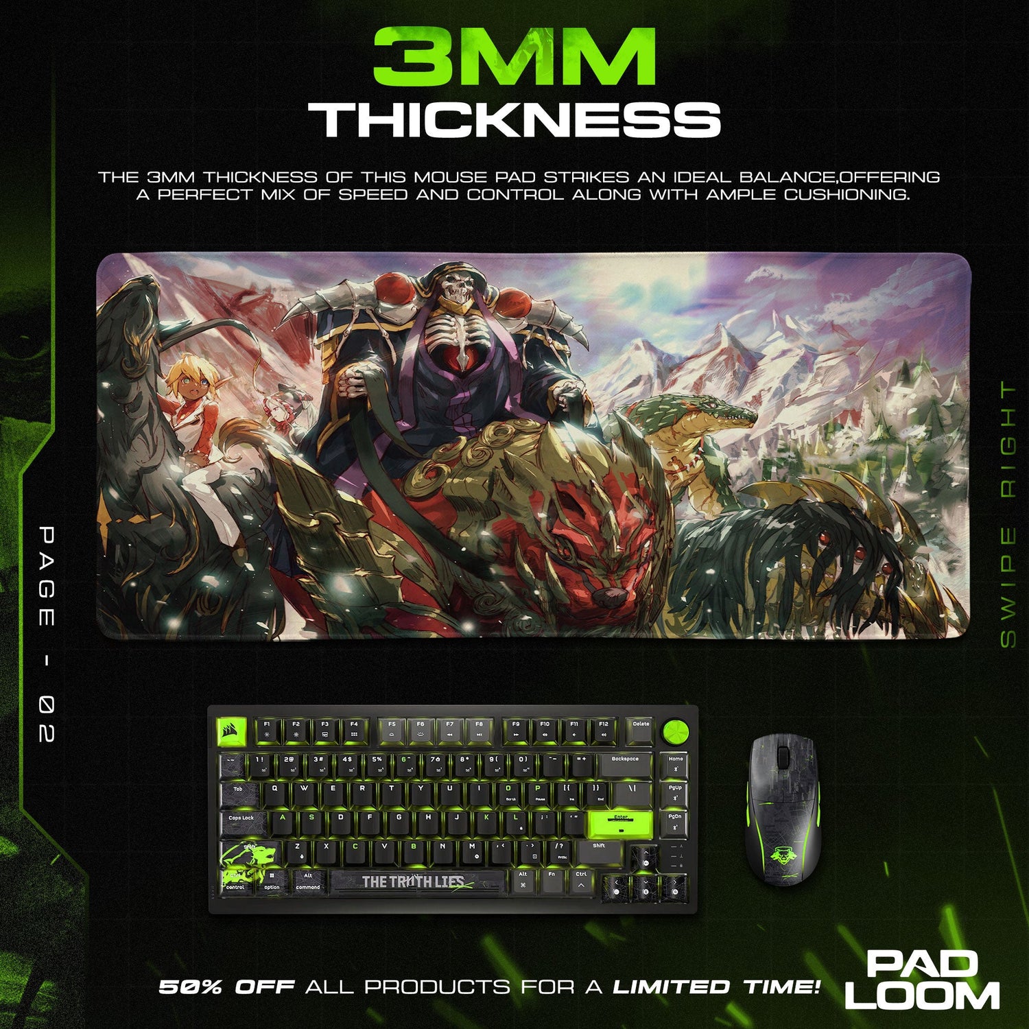 Overlord Supreme Army Mouse Pad, Anime Desk Mat Padloom