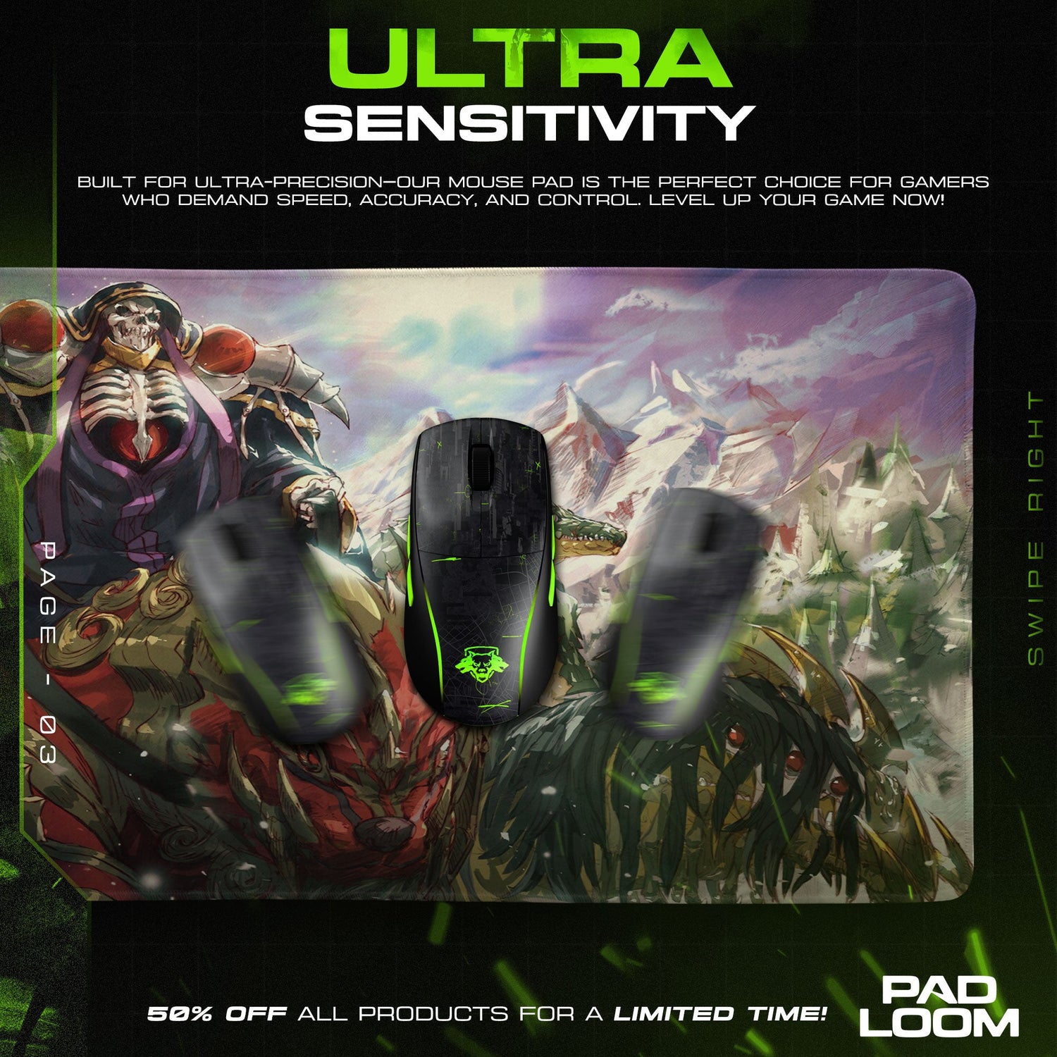 Overlord Supreme Army Mouse Pad, Anime Desk Mat Padloom