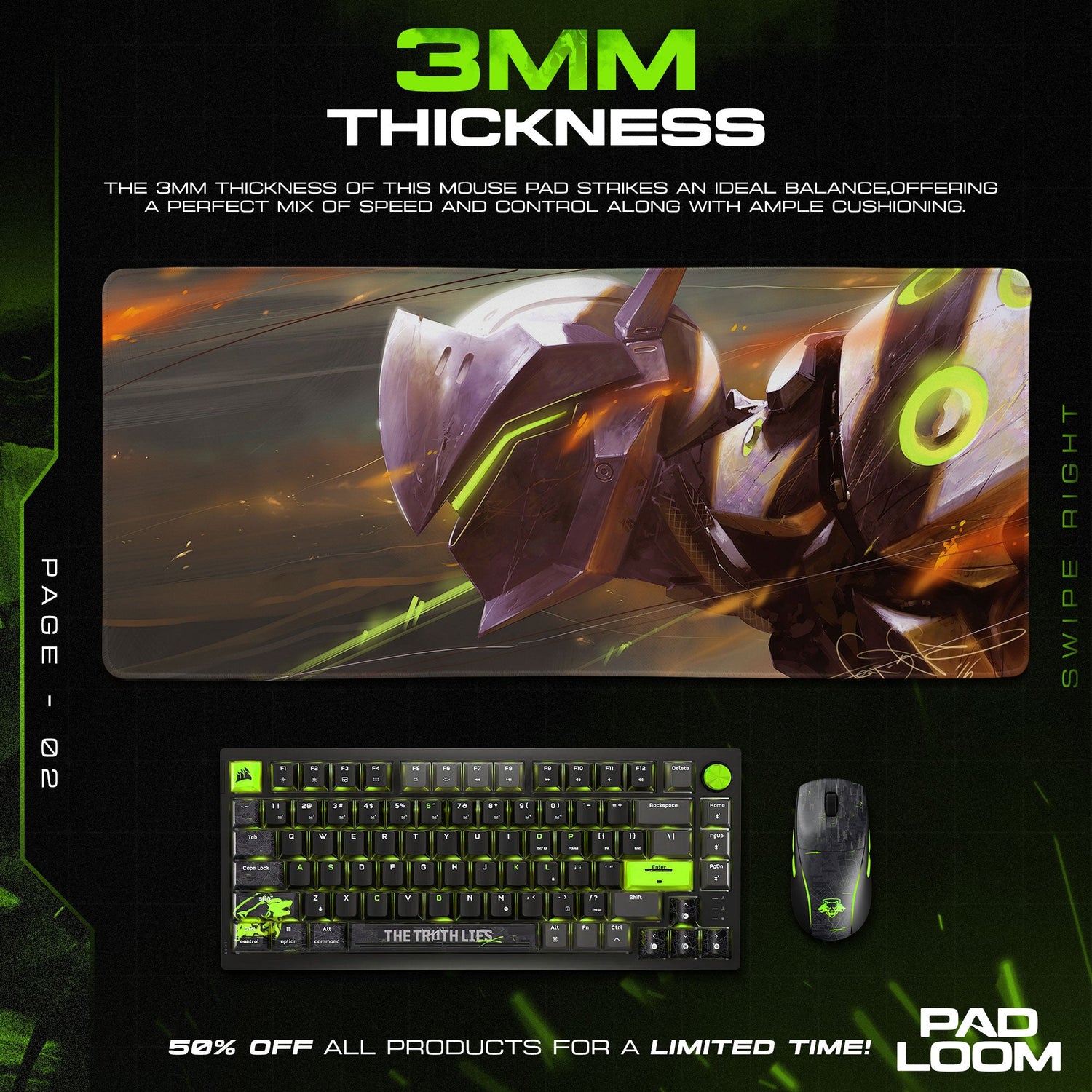 Overwatch Genji Mouse Pad, Game Anime Gaming Desk Mat Padloom