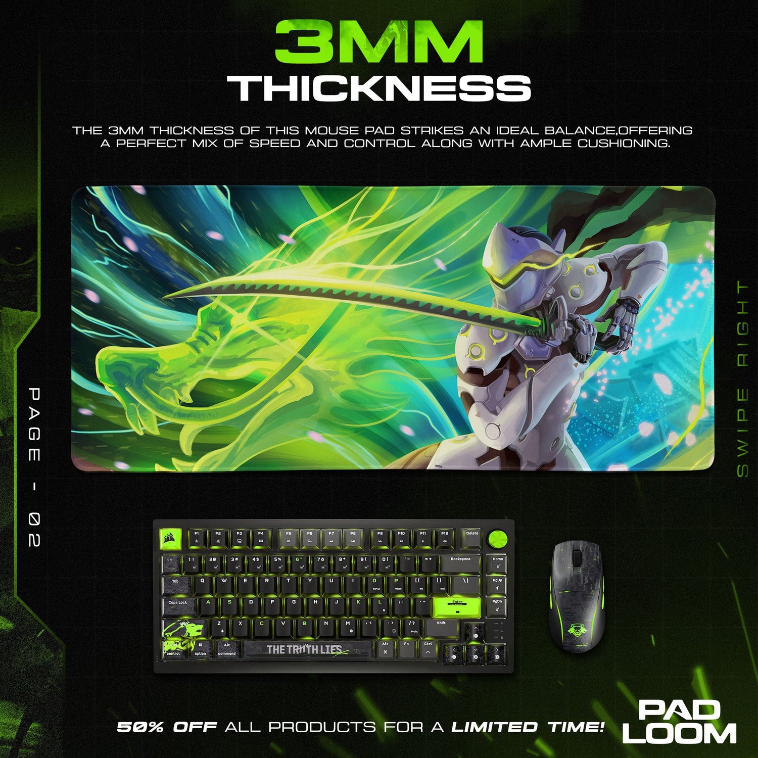 Overwatch Genji Mouse Pad, Game Dragonblade Gaming Desk Mat Padloom