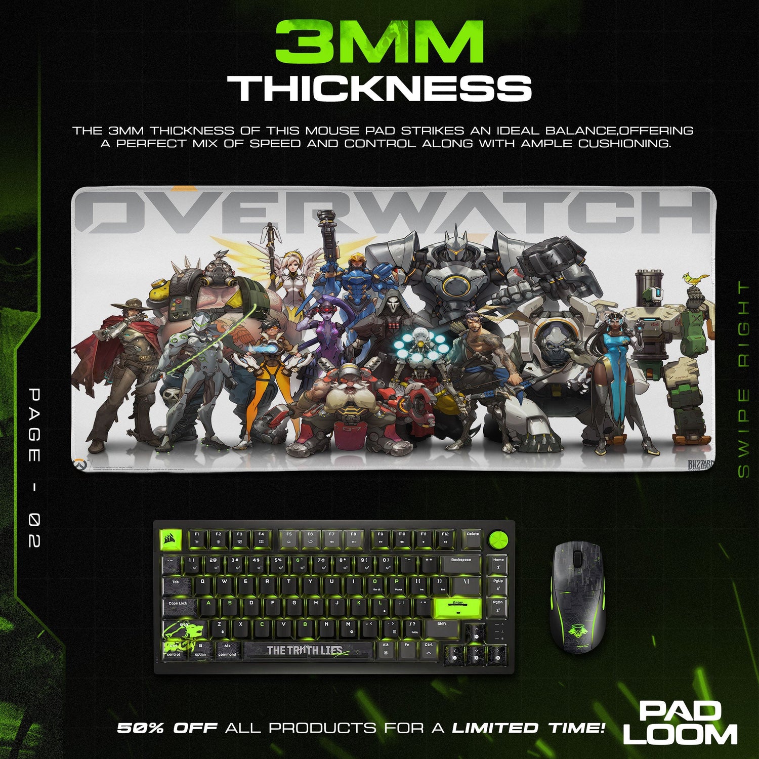 Overwatch Heroes Mouse Pad, Team Battle Gamer Desk Mat Padloom