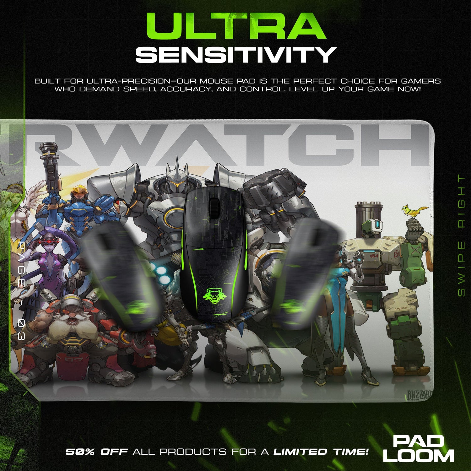 Overwatch Heroes Mouse Pad, Team Battle Gamer Desk Mat Padloom