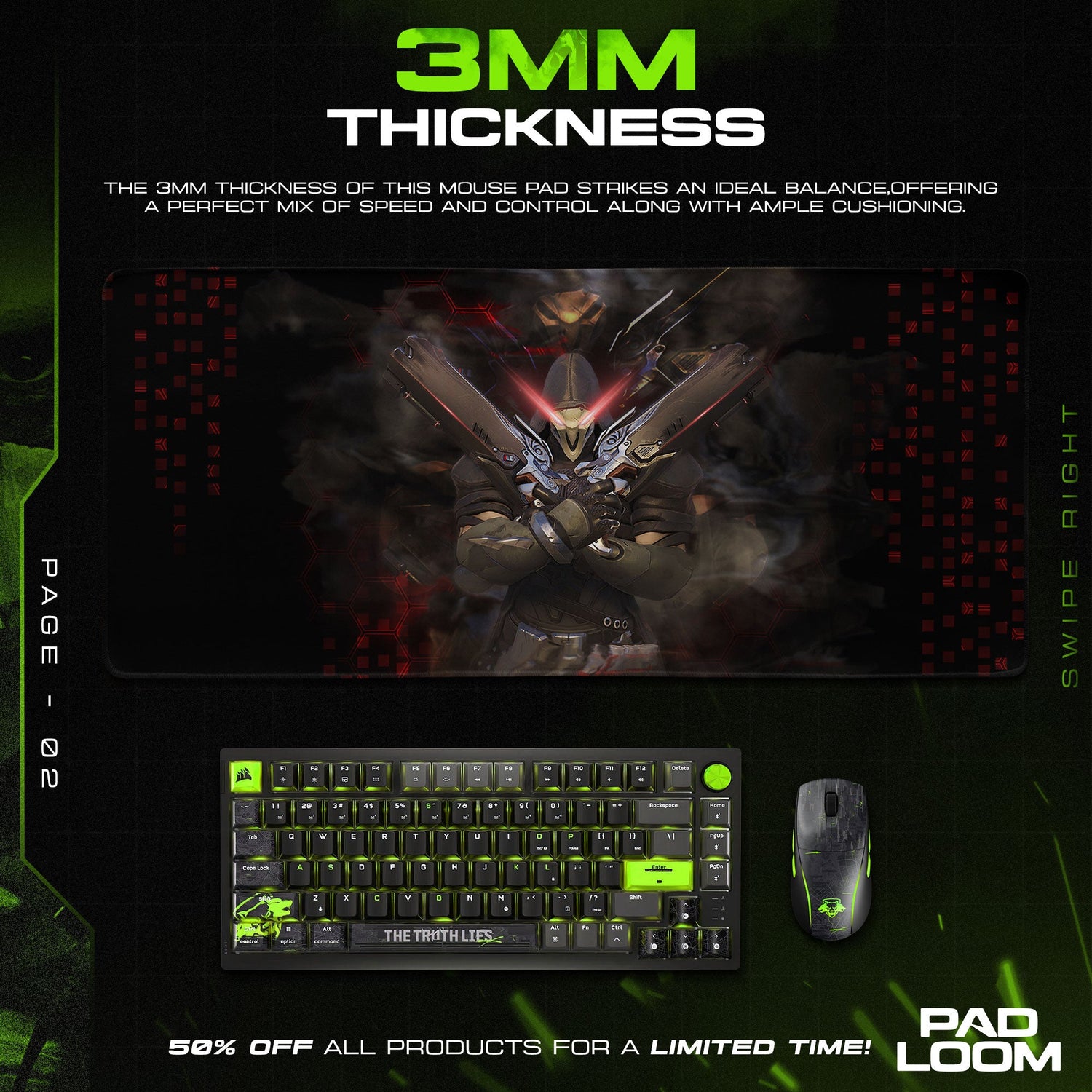 Overwatch Reaper Mouse Pad, Game Hero Gaming Desk Mat Padloom