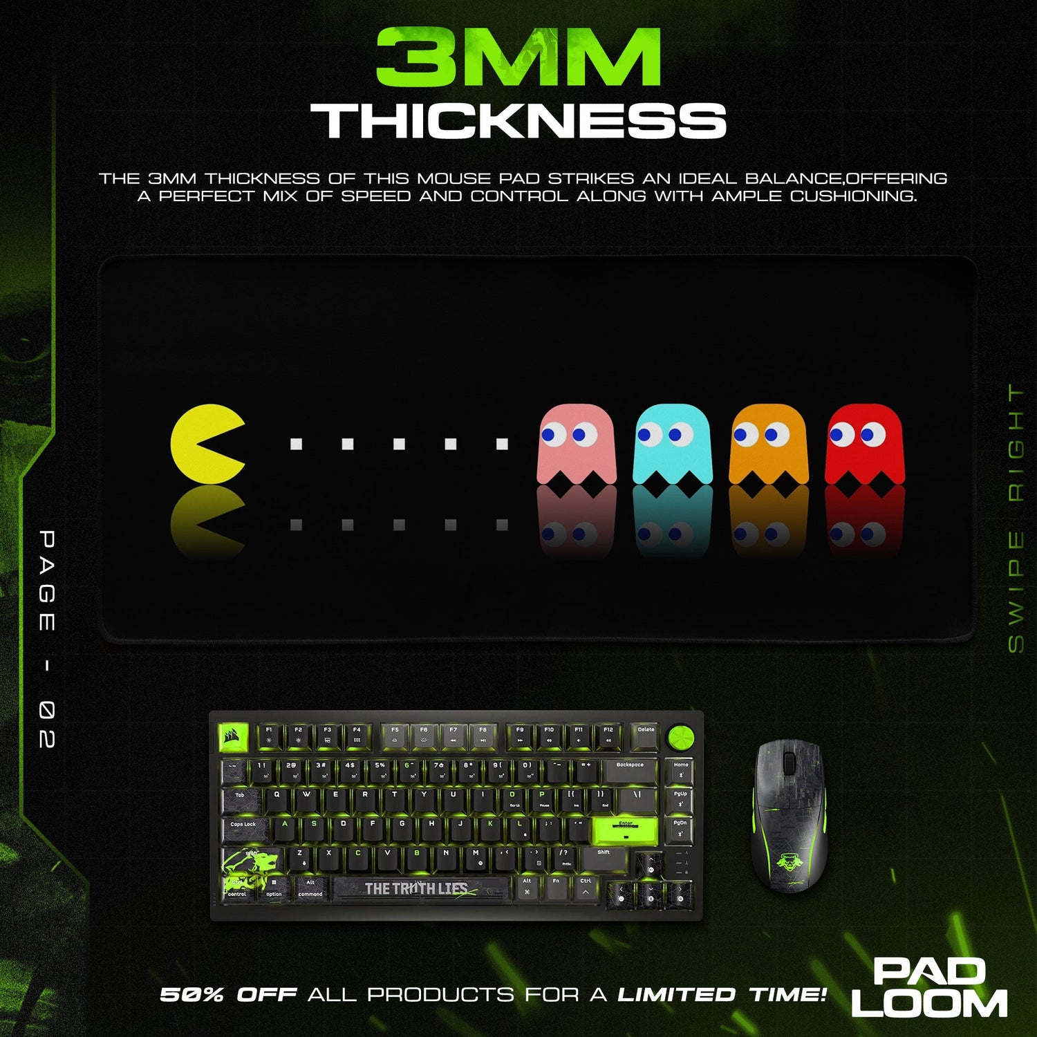 Pac-Man Classic Mouse Pad, Retro Arcade Gaming Desk Mat Padloom