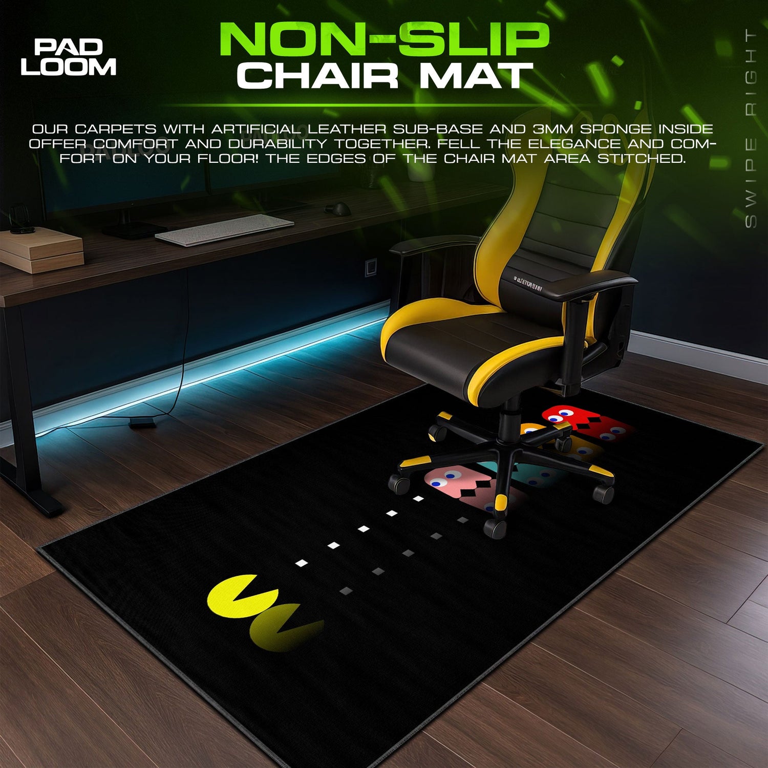 Pac-Man Classic Mouse Pad, Retro Arcade Gaming Desk Mat Padloom
