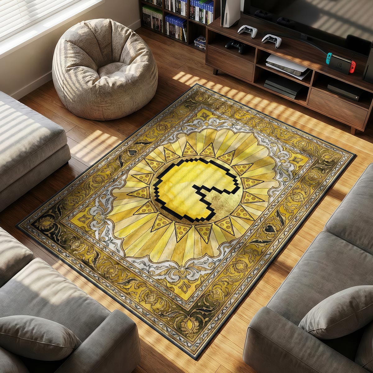 Pac-Man Golden Sun Rug - Pac-Man Chair Mat