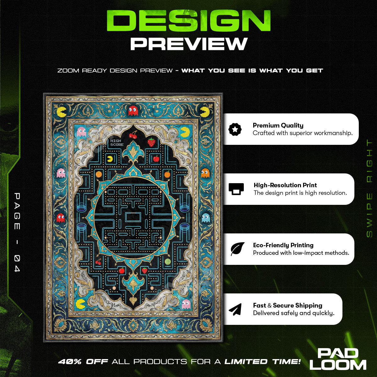 Pac-Man High Score Maze Rug - Pac-Man Chair Mat