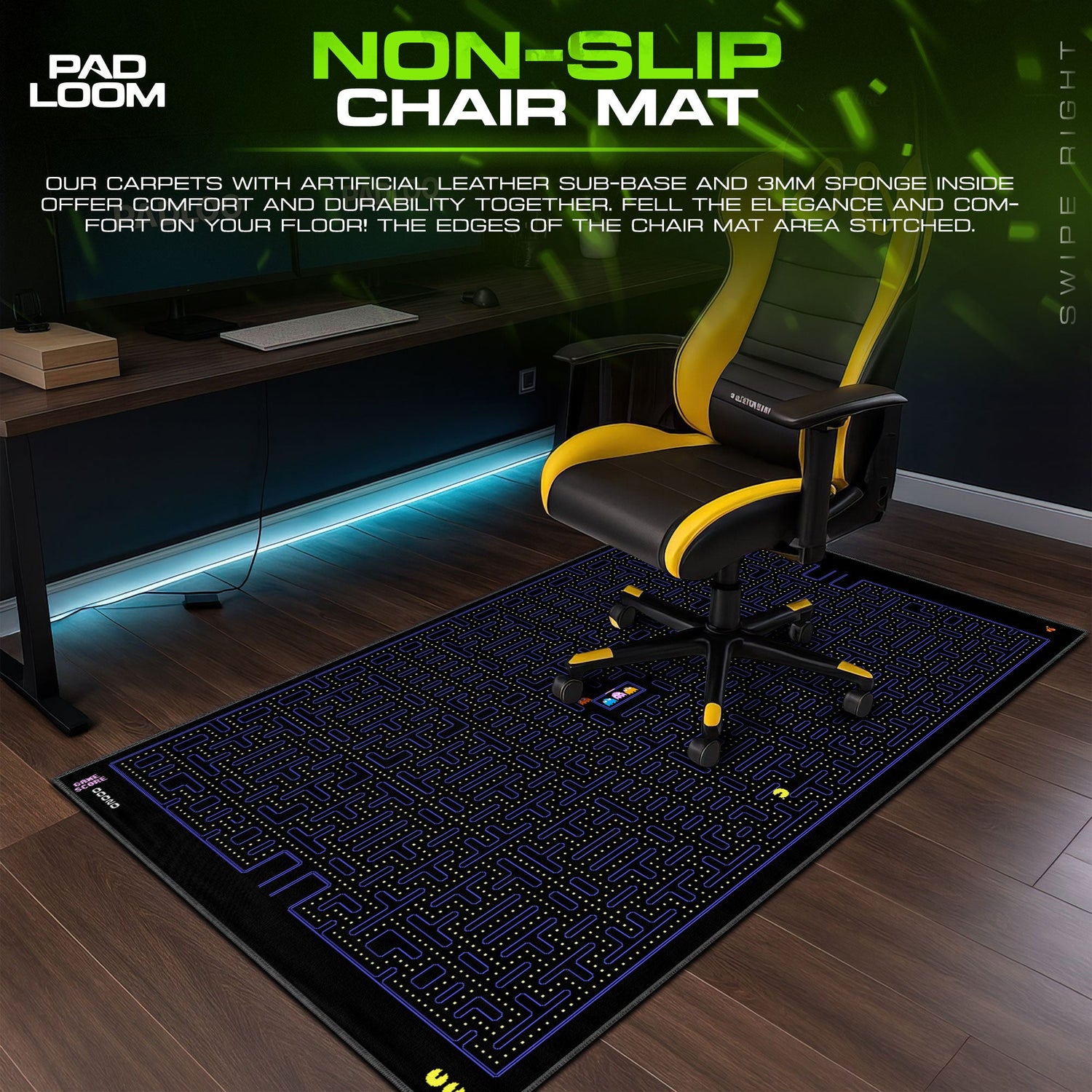Pac-Man Maze Mouse Pad, Retro Game Gaming Desk Mat Padloom
