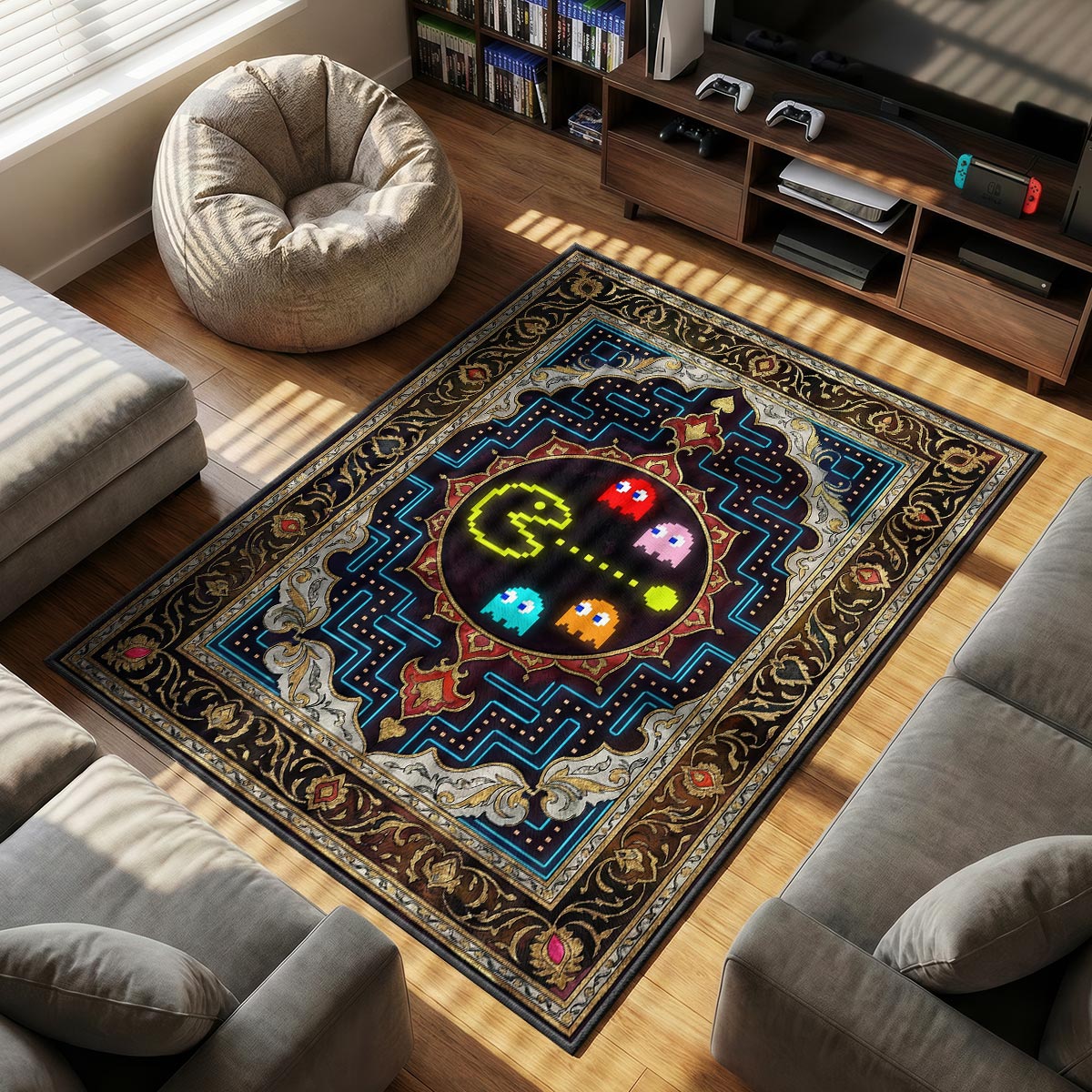 Pac-Man Pixel Maze Rug - Pac-Man Chair Mat