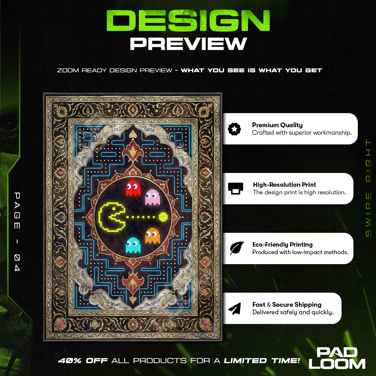 Pac-Man Pixel Maze Rug - Pac-Man Chair Mat