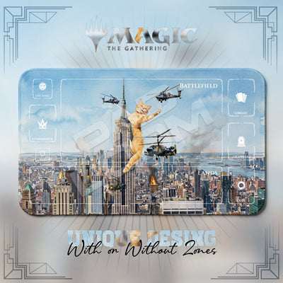 Kaiju Cat Skyline Playmat - MTG Magic Mat