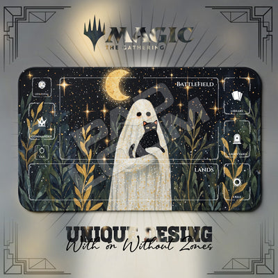 Ghost and Black Cat Playmat - MTG Magic Mat