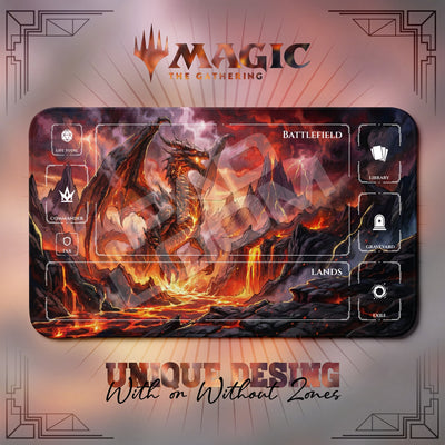 Lava Dragon Volcano Playmat - MTG Magic Mat