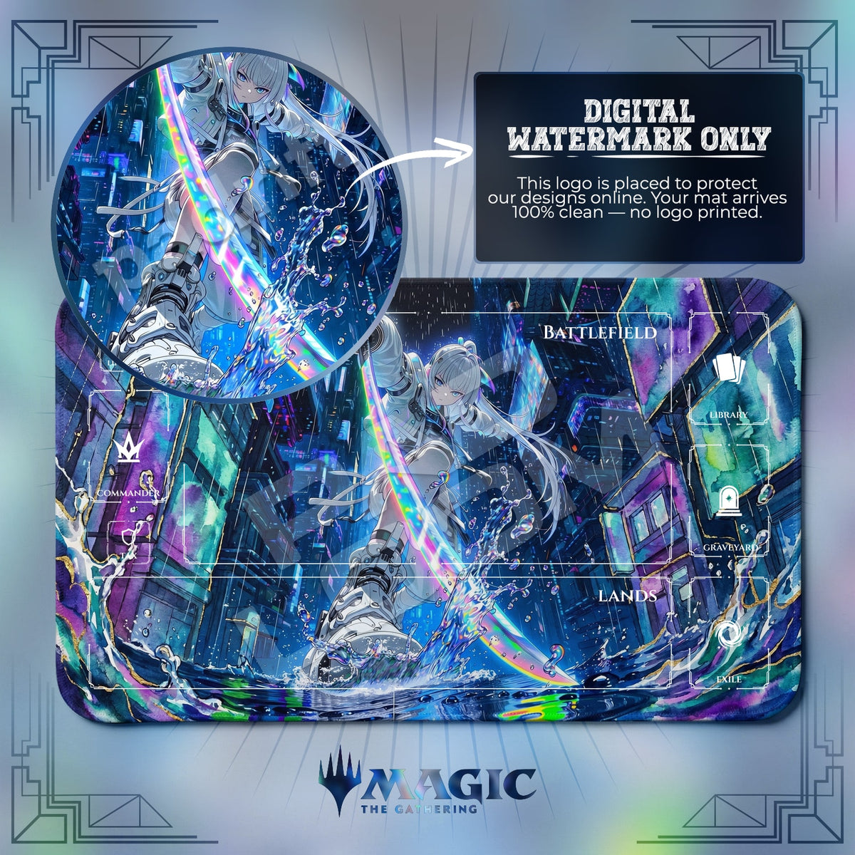 Cyber Samurai Anime Playmat - MTG Magic Mat