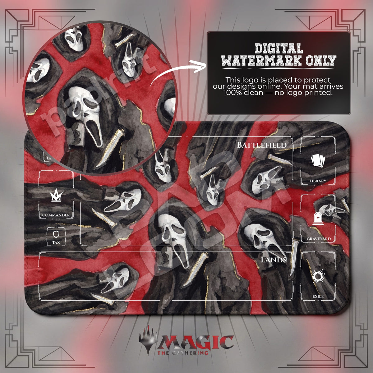 Scary Ghostface Circle Playmat - MTG Magic Mat