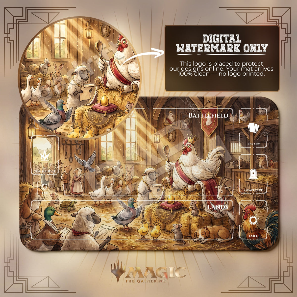 Hen Queen Barnyard Playmat - MTG Magic Mat