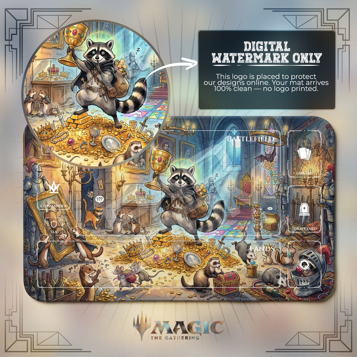 Raccoon Rogue Heist Playmat - MTG Magic Mat