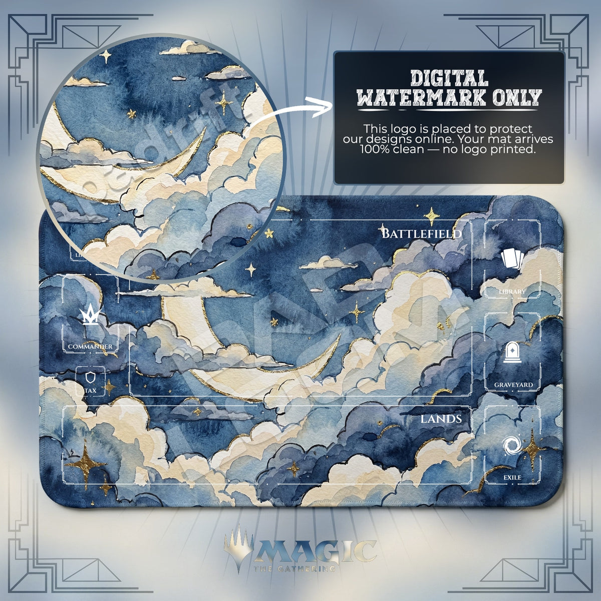 Crescent Moon Cloud Playmat - MTG Magic Mat