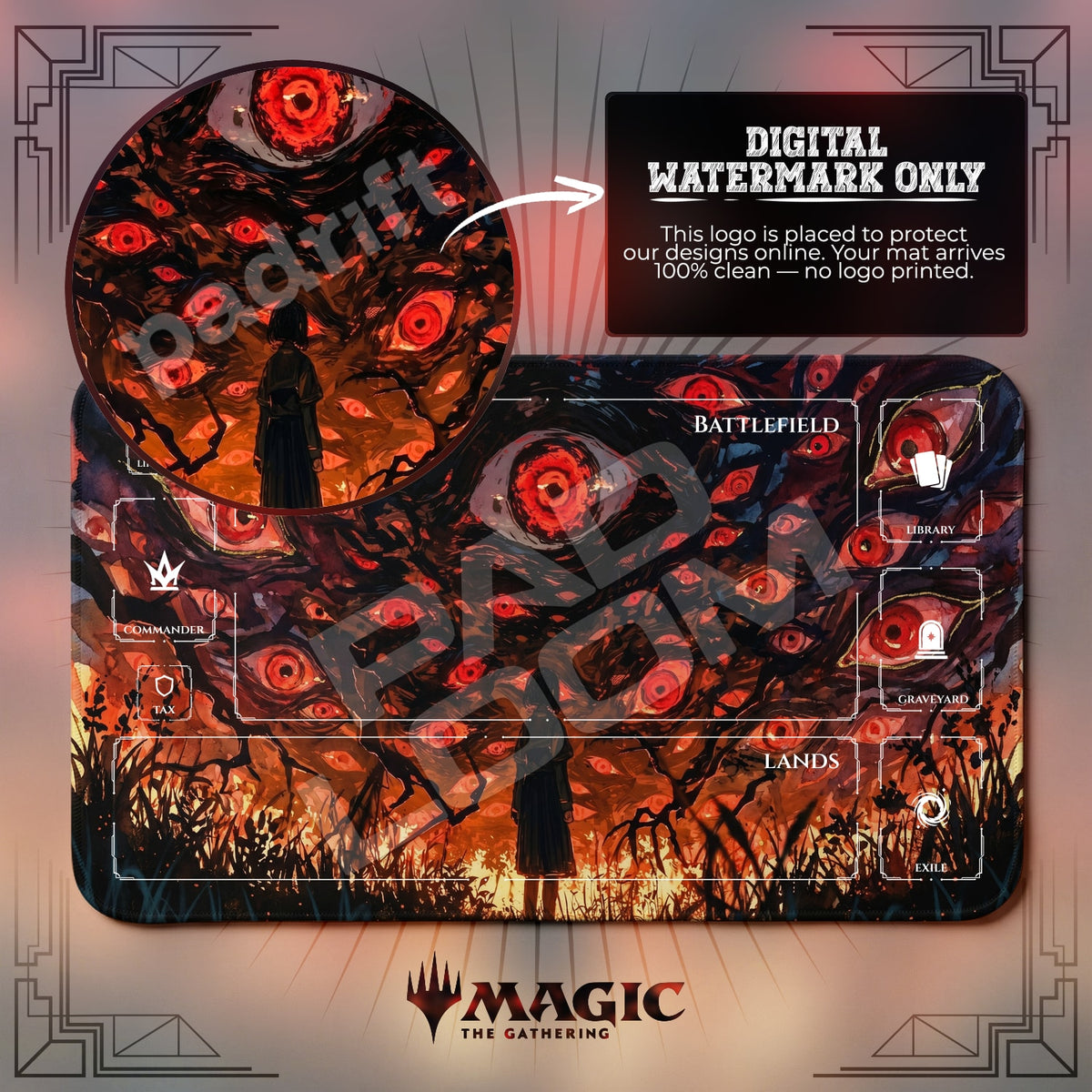 Crimson Eyes Tree Playmat - MTG Magic Mat