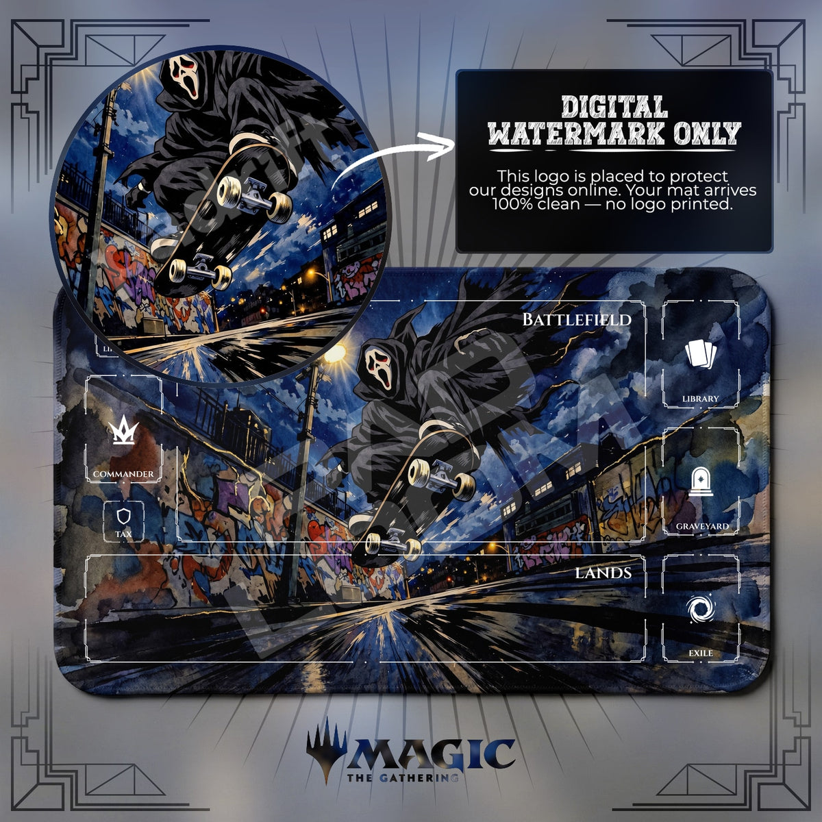 Scary Ghostface Skate Playmat - MTG Magic Mat