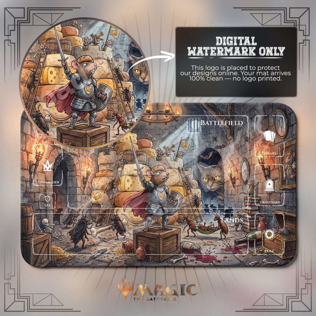 Rat Knight Cheese Playmat - MTG Magic Mat