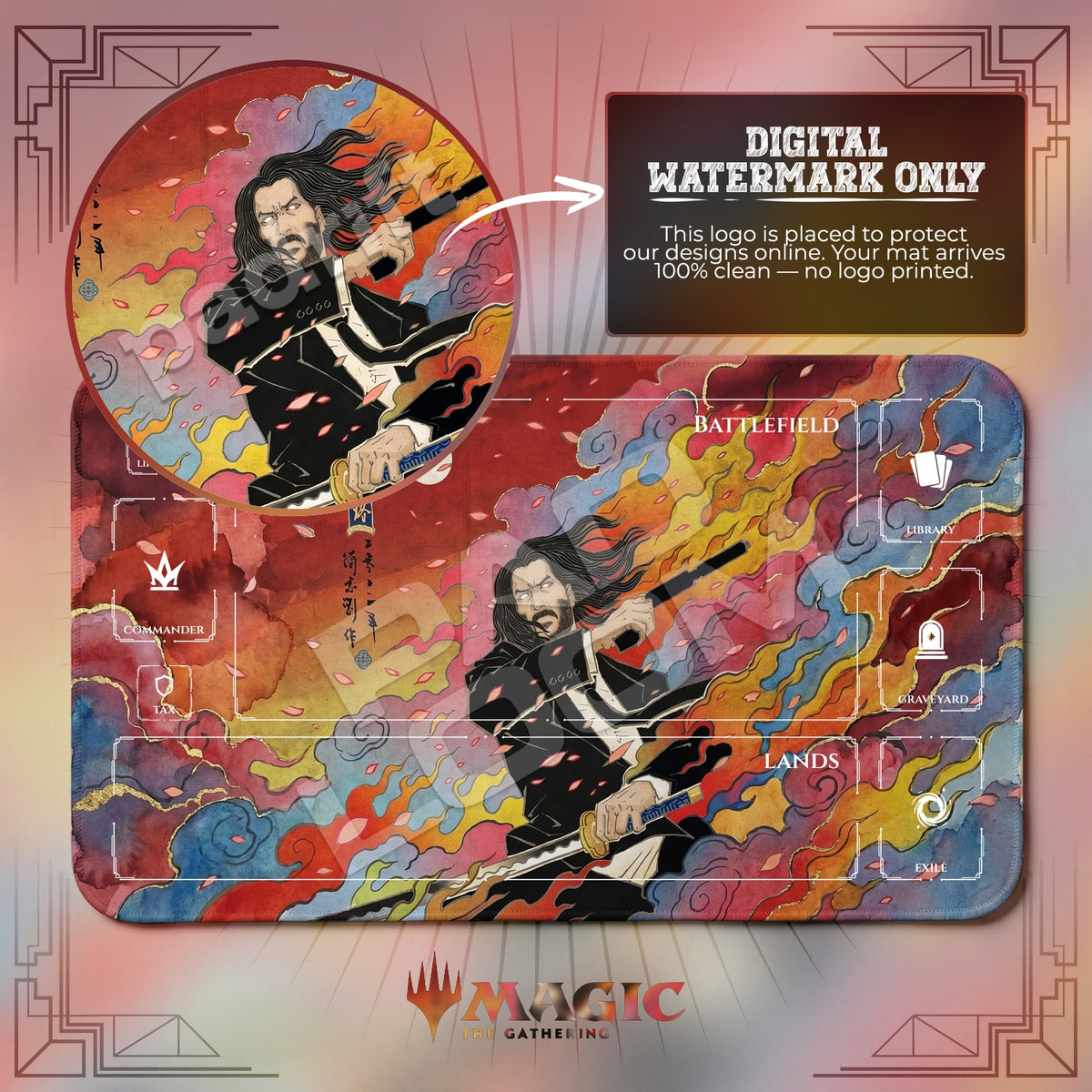 John Wick Ukiyo-e Playmat - MTG Magic Mat