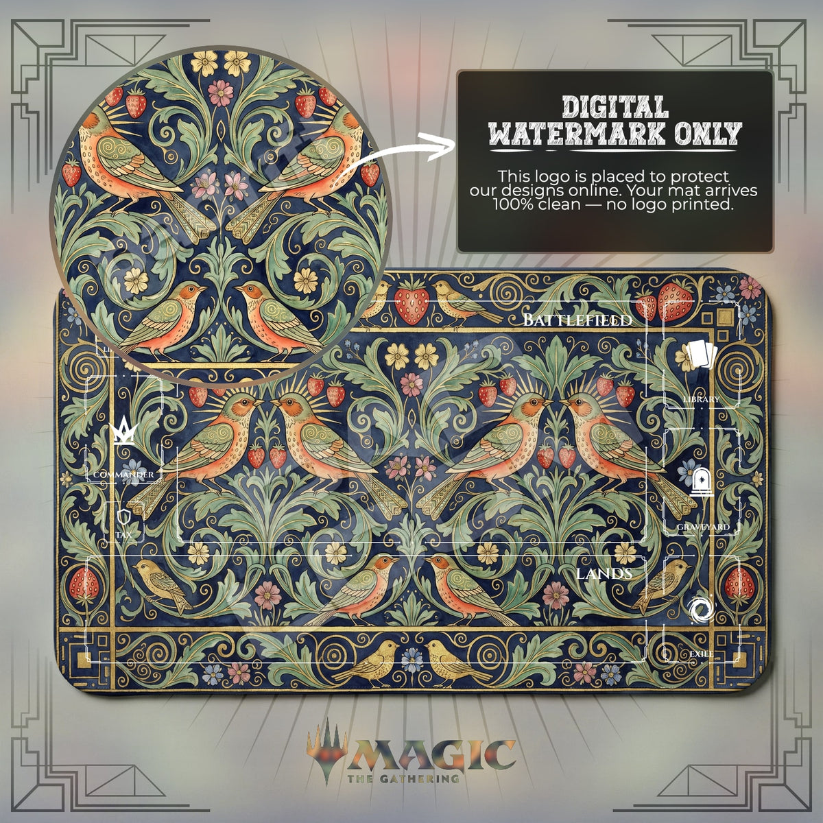 Strawberry Bird Tapestry Playmat - MTG Magic Mat