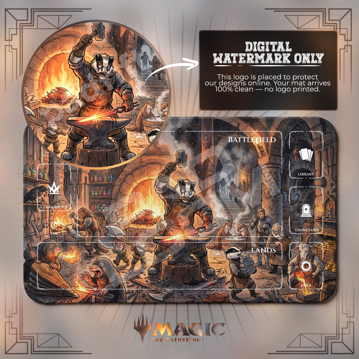 Badger Blacksmith Forge Playmat - MTG Magic Mat