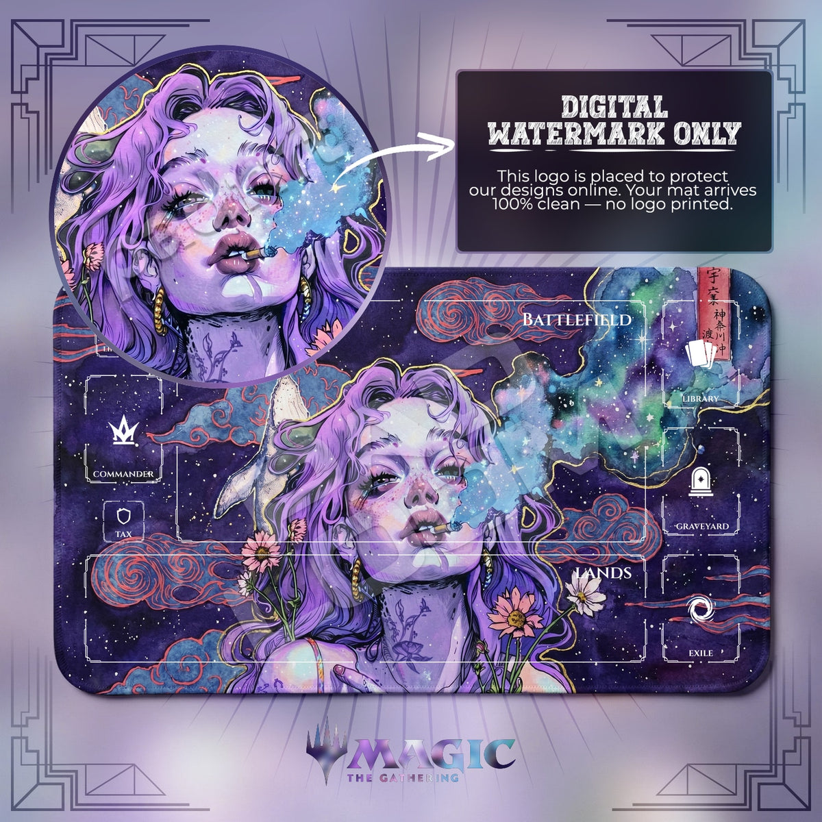 Cosmic Smoke Girl Playmat - MTG Magic Mat