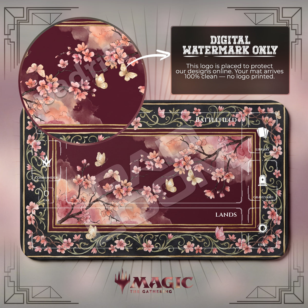 Sakura Butterfly Panel Playmat - MTG Magic Mat