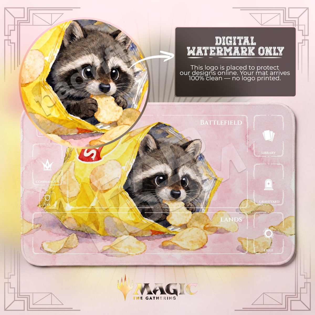 Chip Bag Raccoon Playmat - MTG Magic Mat