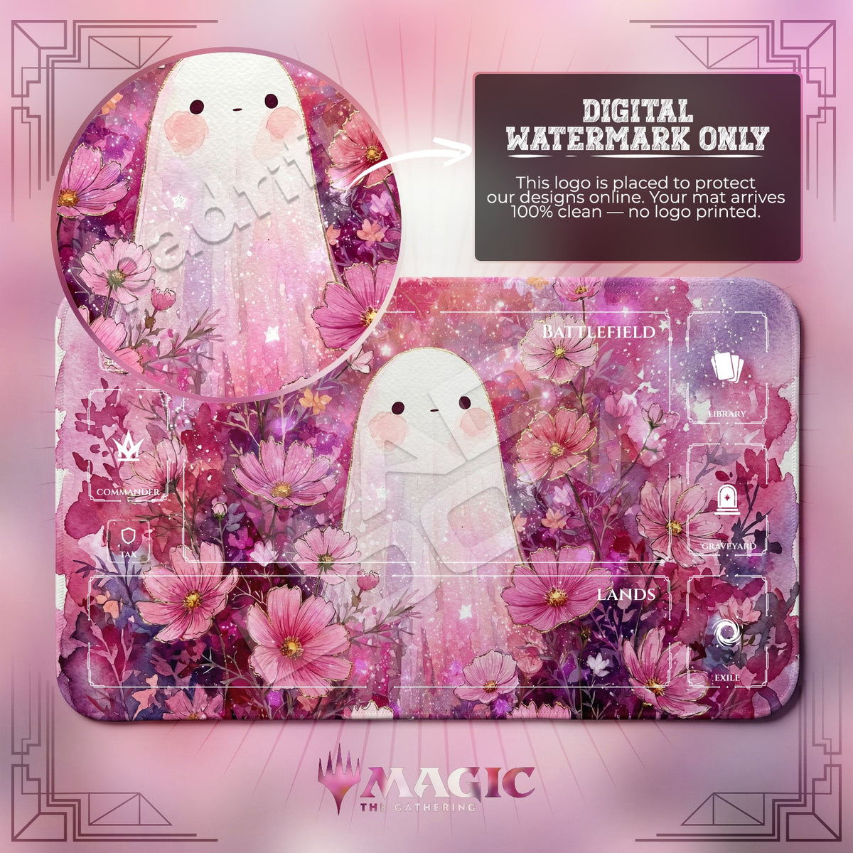 Pink Cosmos Ghost Playmat - MTG Magic Mat