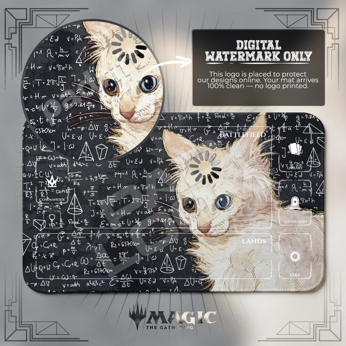 Loading Cat Chalkboard Playmat - MTG Magic Mat
