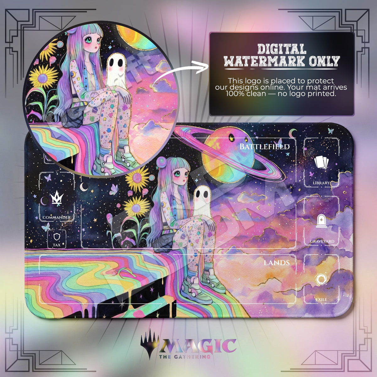 Pastel Planet Ghost Playmat - MTG Magic Mat