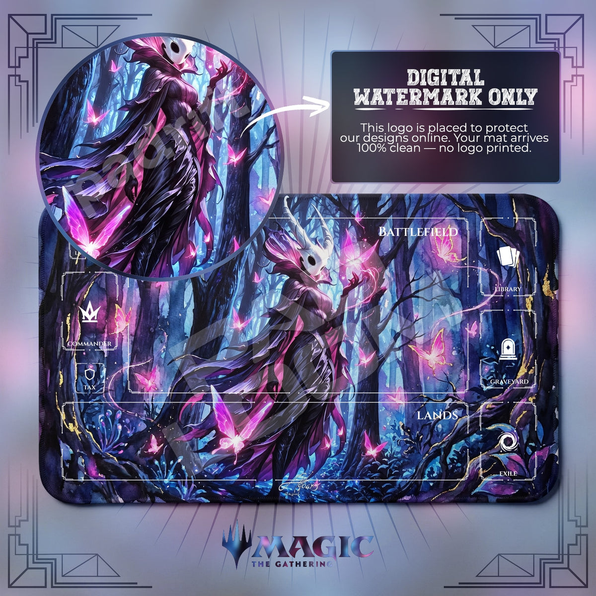 Horned Mask Butterfly Playmat - MTG Magic Mat