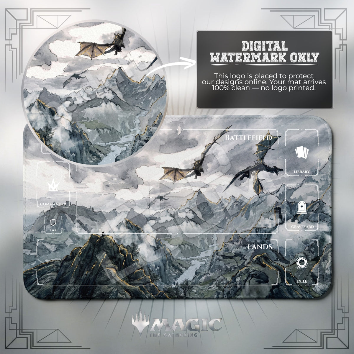 Skyrim Dragon Playmat - MTG Magic Mat